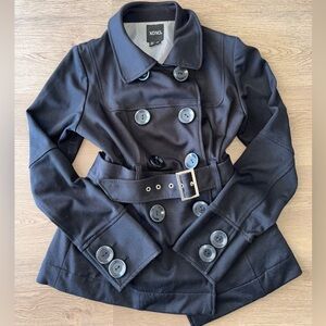XOXO Y2K Style Black Belted Women’s Jacket Coat Peacoat Button Closure Size M